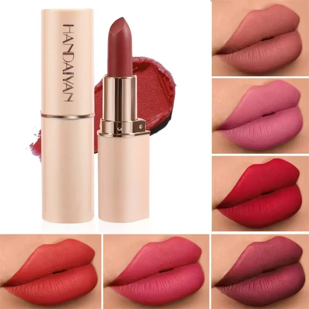 Sexy langlebiger Samt-Nude-Lippenstift, antihaftbeschichtet, rotbraun, matt, Lippenstift, Lippenkosmetik, Lippenbalsam