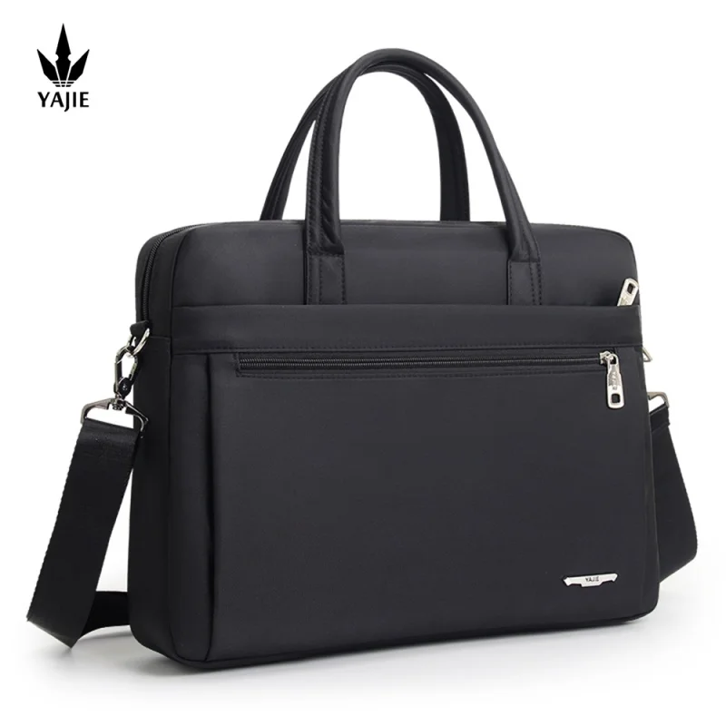 Large Briefcases For Men Canvas Tote Bag Laptop Case 15.6 Inch Waterproof Work Bags Business Mens Bag Shoulder Bag Office Black