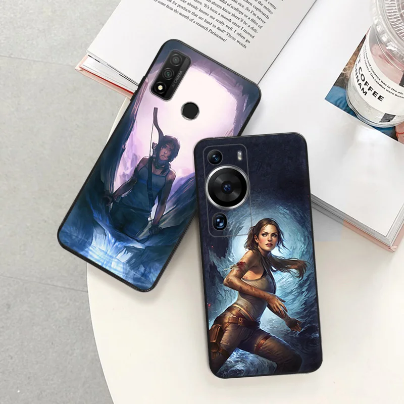 Soft Case for Honor 70 90 Magic5 Pro X6 X7 X8 a X9 b 8X x7b Huawei P40Lite P30 P20 P Smart Tomb Raider Black Phone Cases Cover