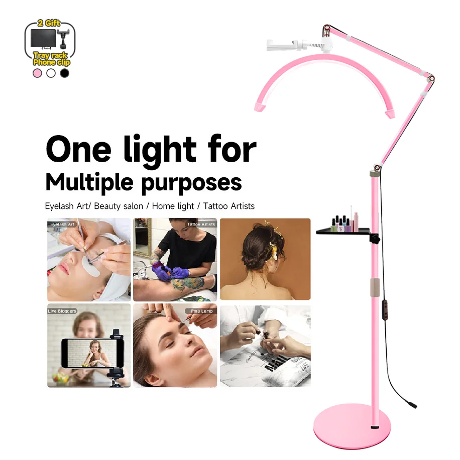 Imagem -05 - Led Half Moon Floor Ring Lamp Sobrancelhas Filmando Tratamentos Faciais de Beleza Tatuagem Skincare Temperatura 3000k6000k Gx490