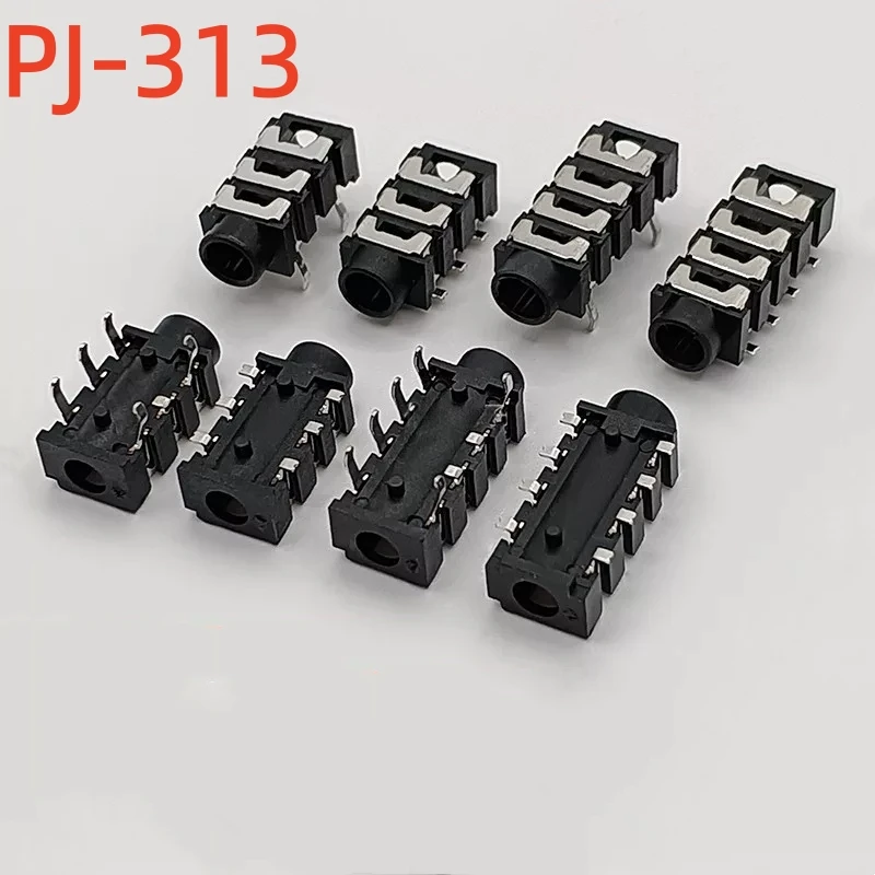 10PCS PJ-313D SMD 3.5mm Audio Jack Socket SMT 6Pin / 8Pin 3 Pole 5P 4 Pole 8P Stereo Headphone Earphone Jack Connector