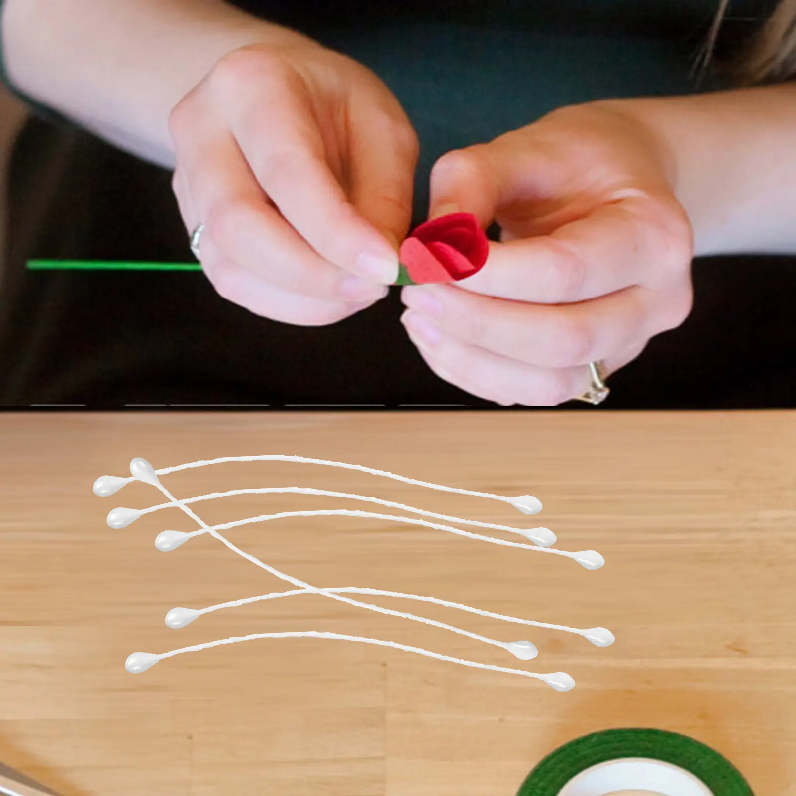 

170Pcs Double Tipped Pearl Flower Buds White Floral Stamens for Flower Making Craft Wedding Decorations