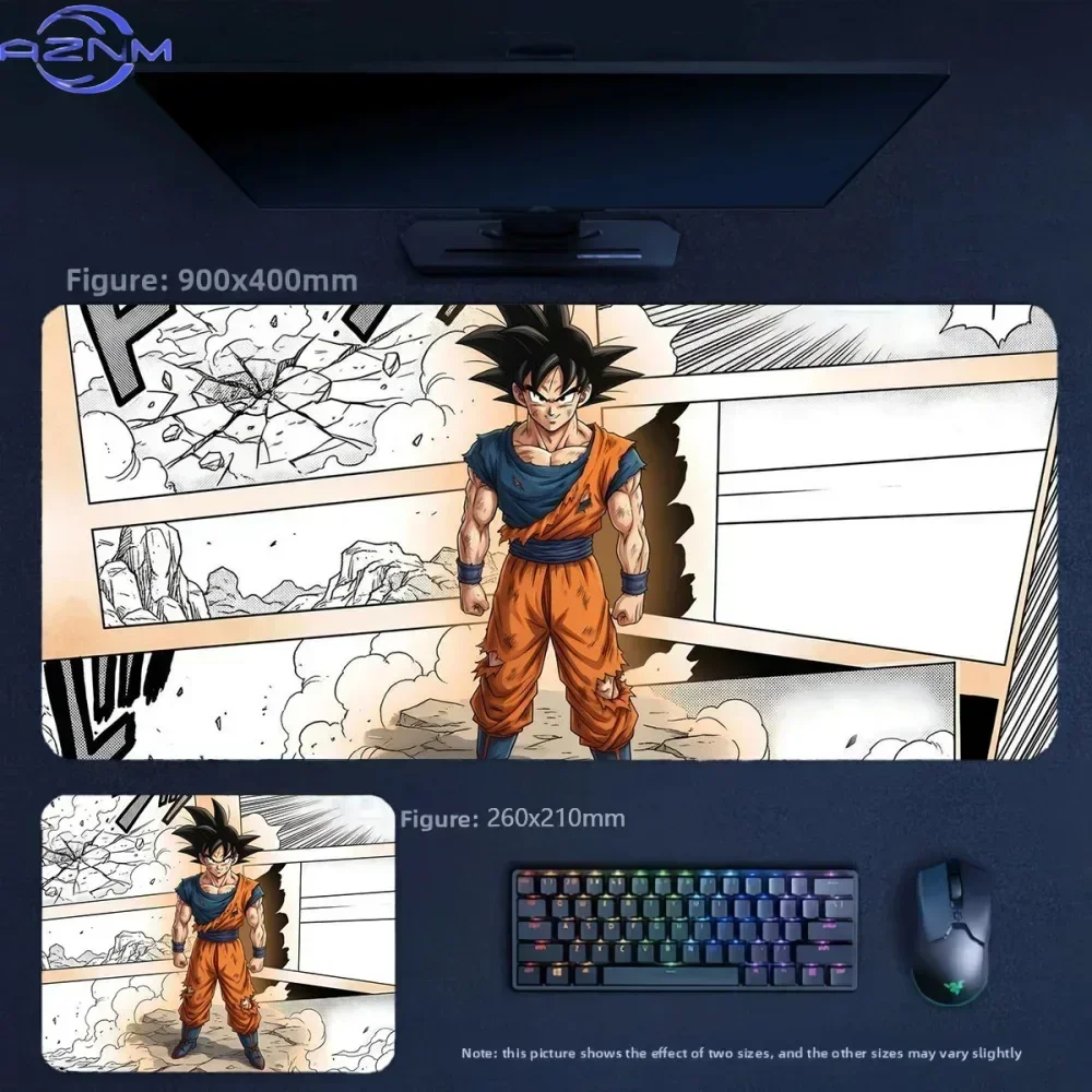 Anime Warrior Character Blue Energy Lightning Art Print Mouse Pad, Rubber Non-Slip Base, Smooth Surface for Gaming and Office De