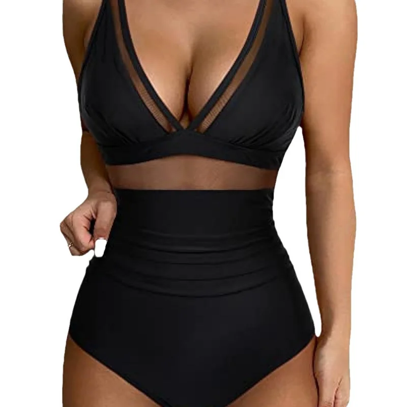 2024New Bikini One-Piece Swimsuit Lady Sexy Solid Color Multicolor Swimwear