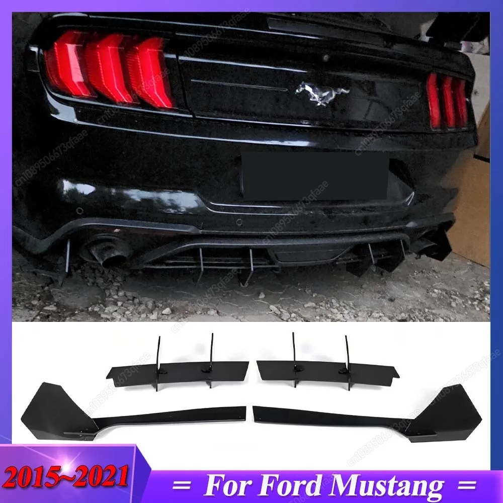

Для Ford Mustang 2015-2021 глянцевый черный автомобильный задний бампер, диффузор, кронштейн, разделитель губ, выхлопной спойлер, пластина, комплекты кузова, тюнинг