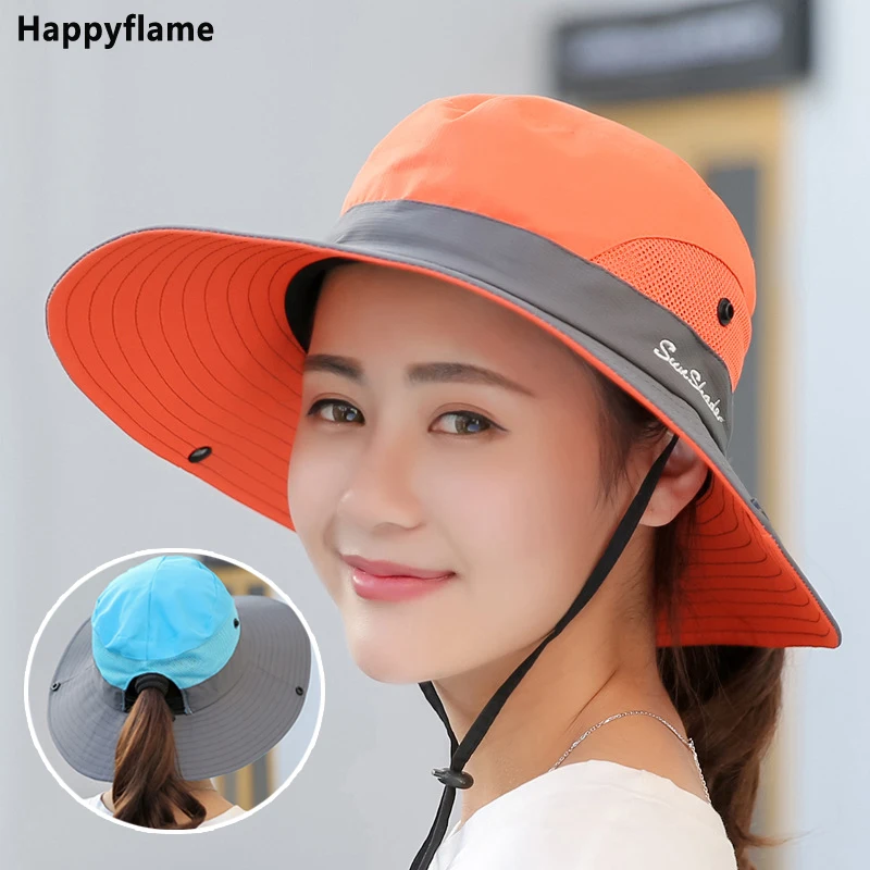 Unisex Wide Brim Panama Hat Men Fishing Hat Outdoor UV Protection UPF 50+ Sun Hat Summer Mesh Visor Bucket Hat Bob Hiking Hat