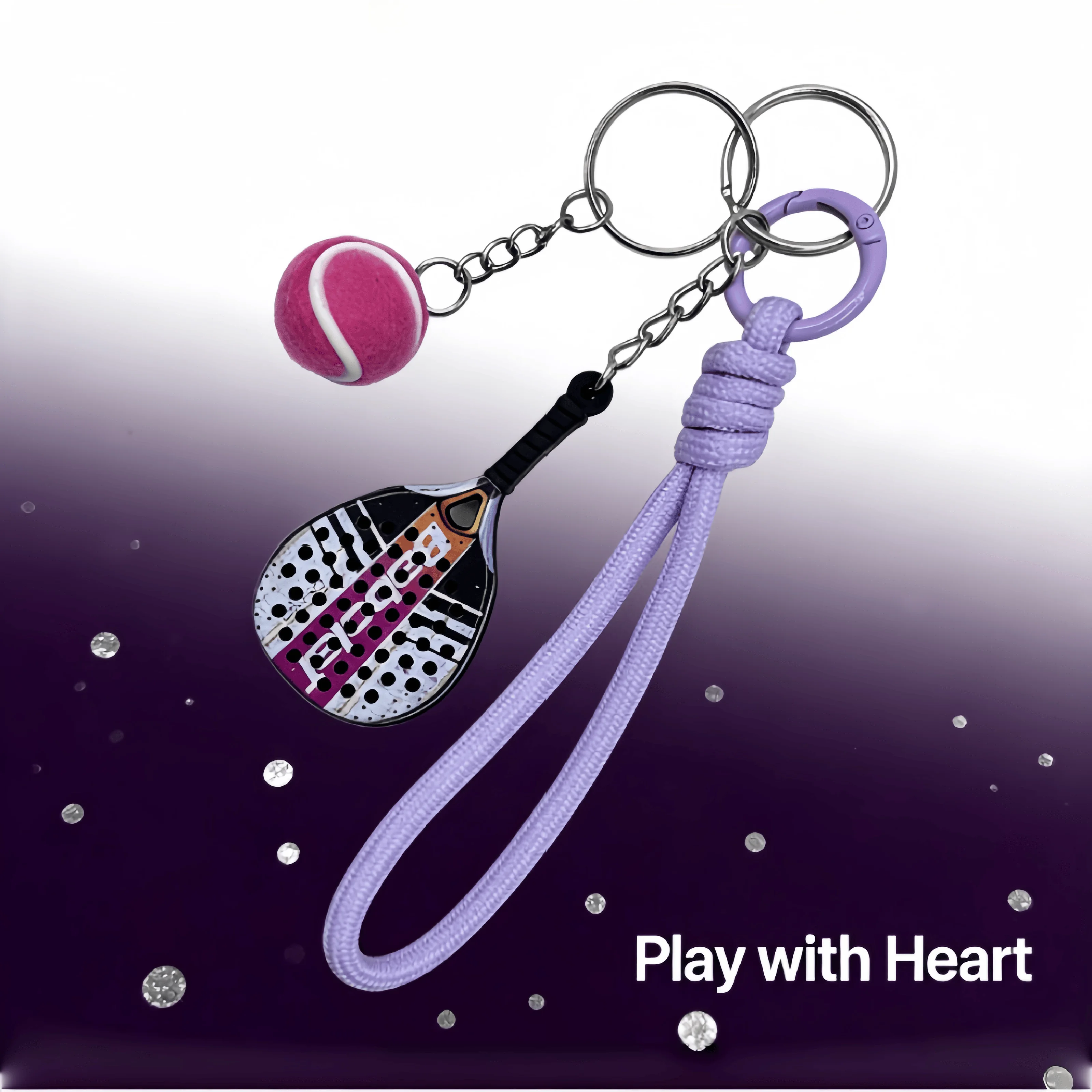 

Брелок на теннисную тематику, мини-раккетка и теннисная подвеска, веревочный дизайн, идеально подходит для любителей тенниса, модный аксессуар