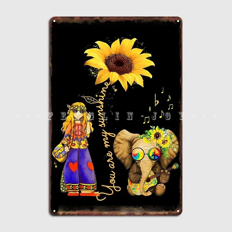 أنت بلدي أشعة الشمس عباد الشمس الهبي فتاة الفيل ملصق لوحة معدنية حانة سينما تصميم ملصق تين تسجيل ملصق