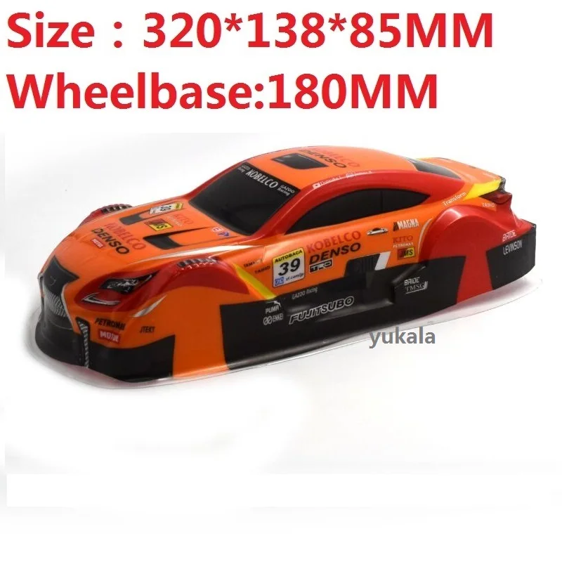 3styles PVC painted body shell for 1/14 R/C racing on-road drift cars 138mm Width 180mm wheelbase