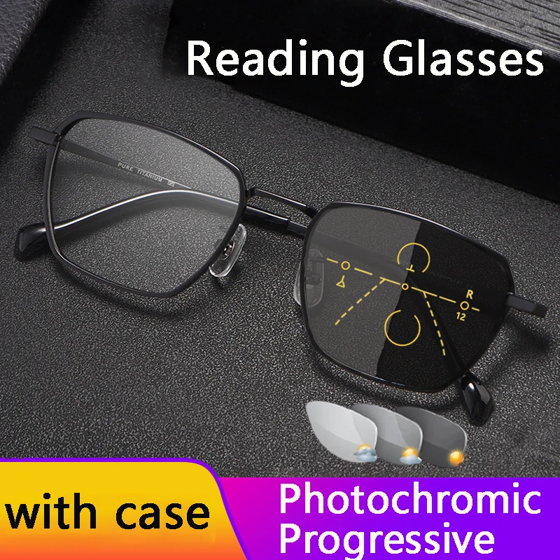 

Hot Sale Progressive Reading Glasses Photochromic Sun Glasses for Men Women Fashion Far Near Transition Rrader eyewear +125 150