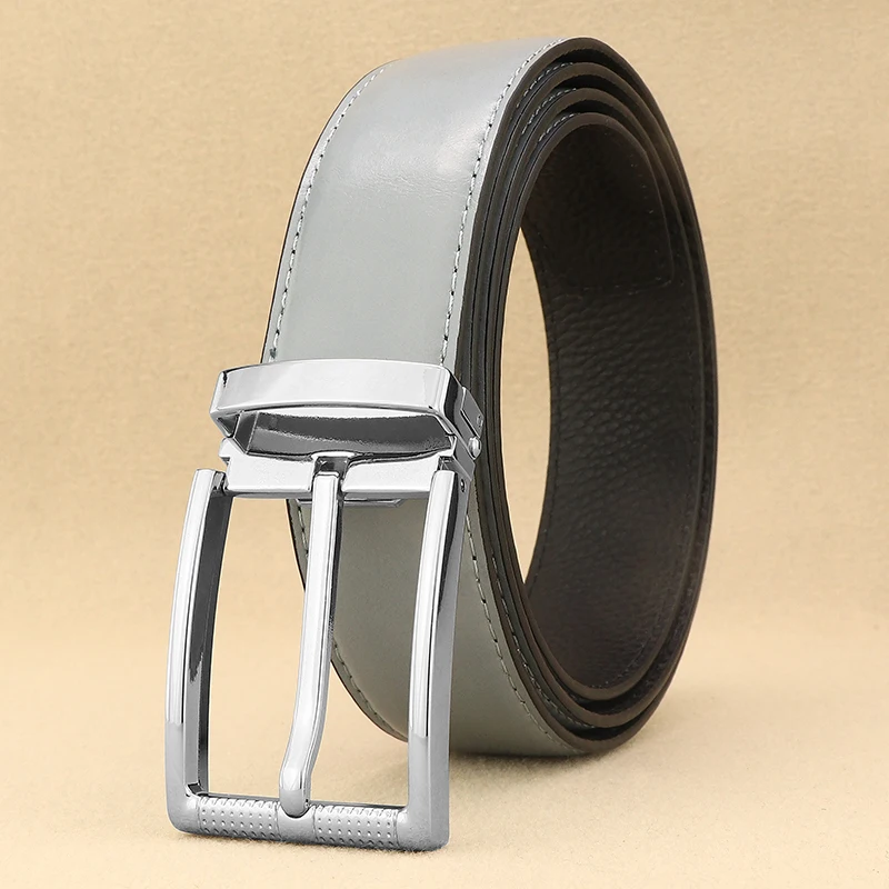 Light leather men belt famous brand pin buckle designer fashion genuine leather luxury strap casual young cowboy Waistband B856