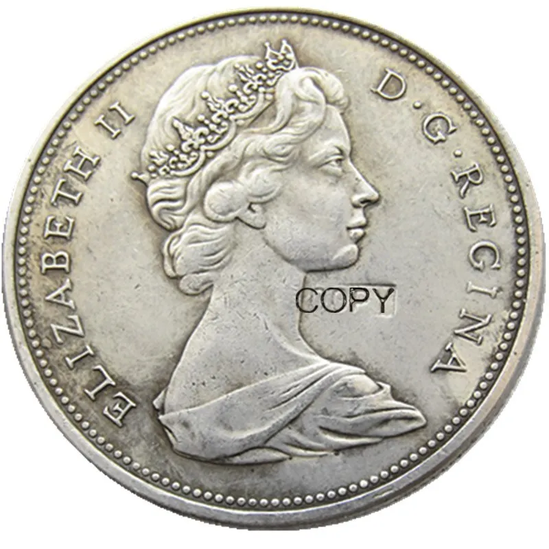 Canada 1 Dollar 1967 ELIZABETH II DEI GRATIA REGINA (1st portrait) Canadian Dollar Silver Plated Copy Coins