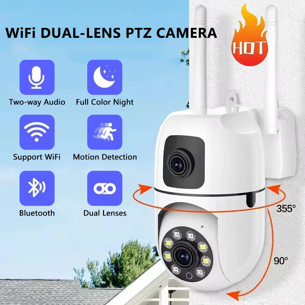 

8MP Wifi Camera Dual Lens Security Wireless Outdoor Cameras Two-way Audio Color Night Vision Baby Monitor Wireless surveillance
