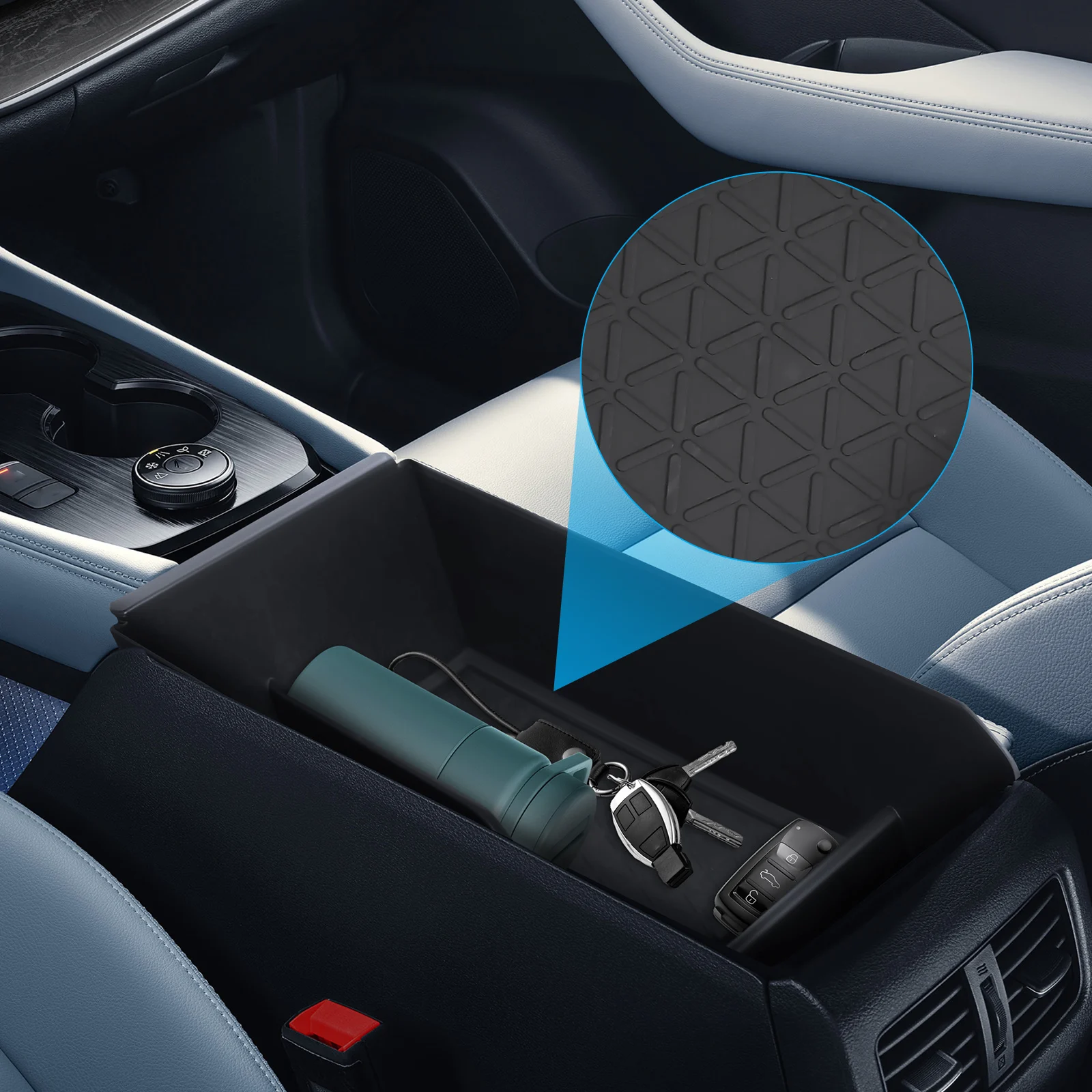 

Car Console Organizer Large Capacity Black Tray Compatible Cars Easy Install Center Armrest Storage Box Phone Key Organizer Car