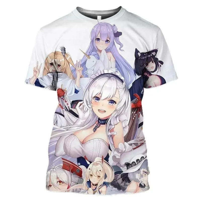 Azur Lane T-Shirts Anime Game Beach Sexy Girls 3D Printed Streetwear Men Women O-Neck Oversized T Shirt Harajuku Kids Tees Tops