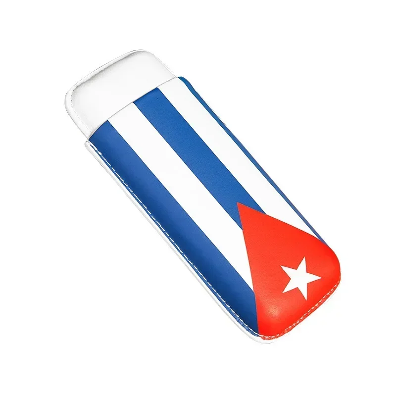 Cigar Case Pouch Luxury Humidor Flag of Cuba Storage cigarette Leather Smoking Accesories Portable Moisturizing Cigar Box Bag