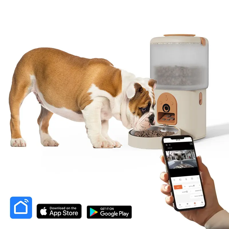 

STLF Pet OEM Double Bowls Smart Automatic Dog Feeder WIFI Remote Control Cat Dog Food Dispenser Timing