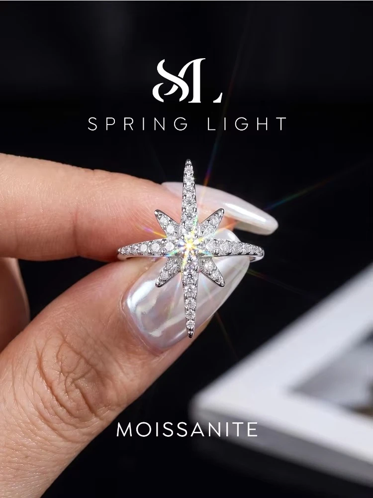 Modische Brillante Echte Zertifizierte Moissanit-Diamant-Eheringe für Frauen Täglicher Party-Look Trendiger Schmuck – Detail 2