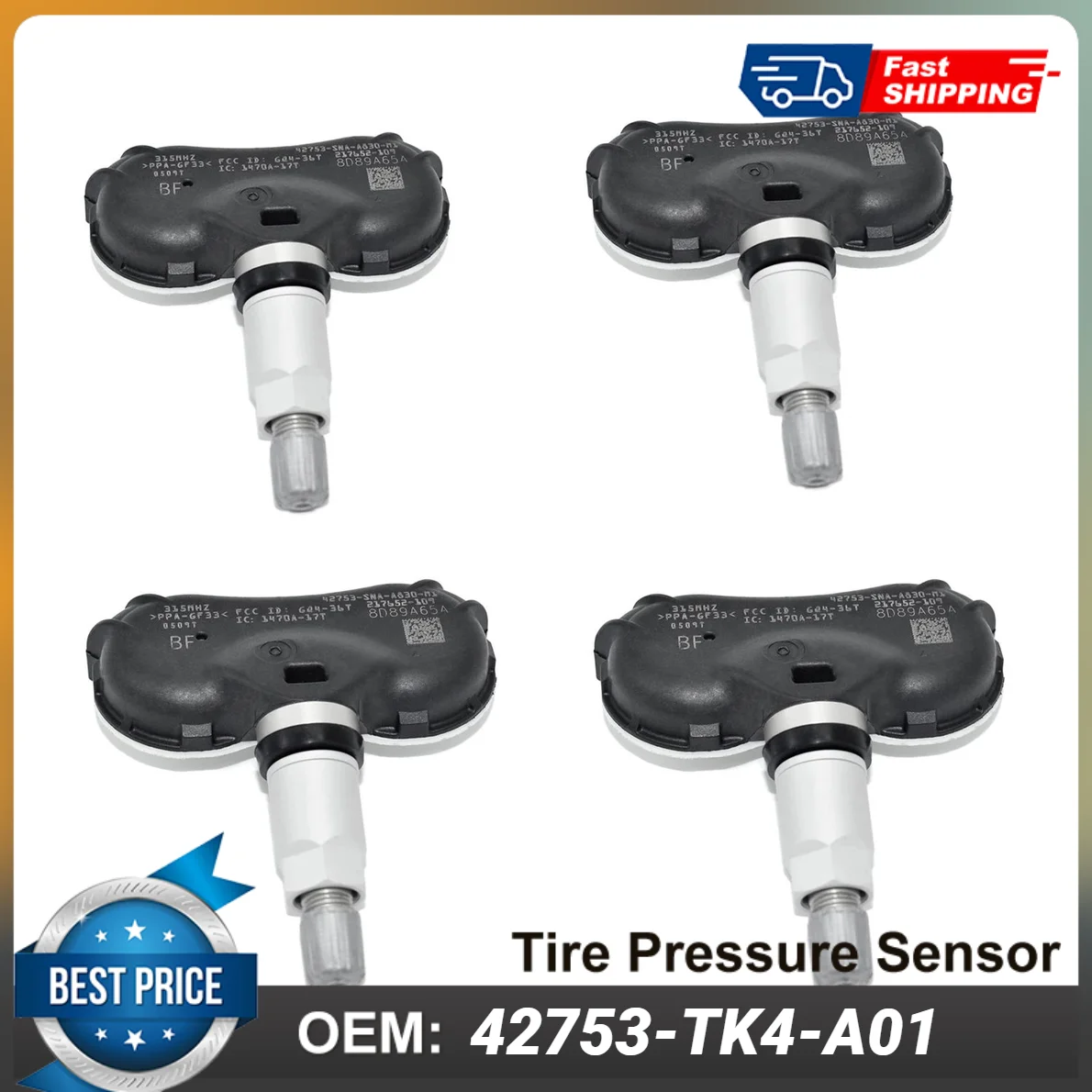 

4PCS TPMS Tire Pressure Monitor Sensor 42753-TK4-A01 42753-SNA-A830 42753-TY2-A51 For Acura TL 2009-2012, ZDX 2010-2015