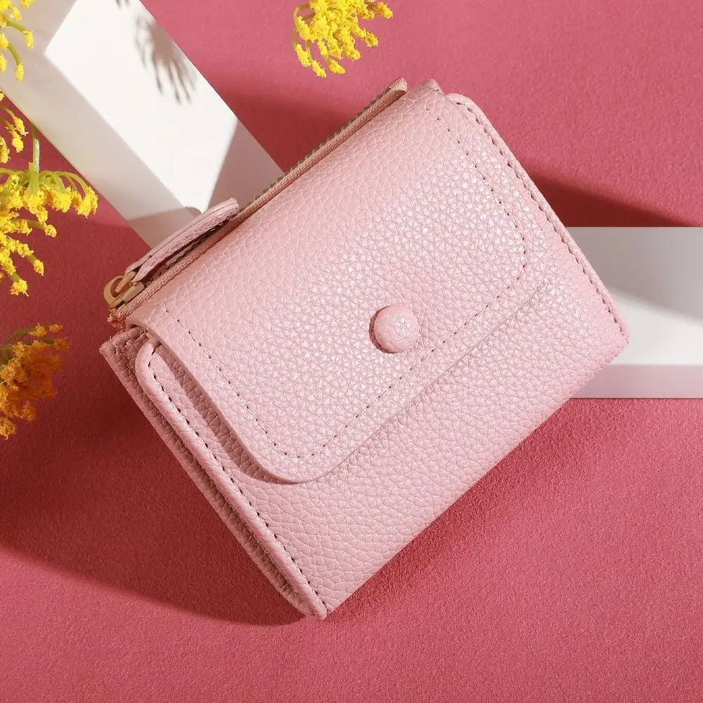 Portafoglio corto in pelle PU moda Portafoglio multi-carta di grande capacità Portafoglio leggero da donna carino con cerniera