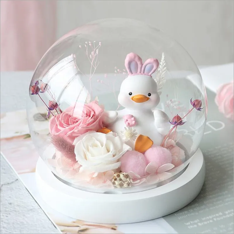 Diameter=25cm Super Big Size Round Glass Dome Vase Home Deocration Creative White Base Transparent Cover Wedding Gift