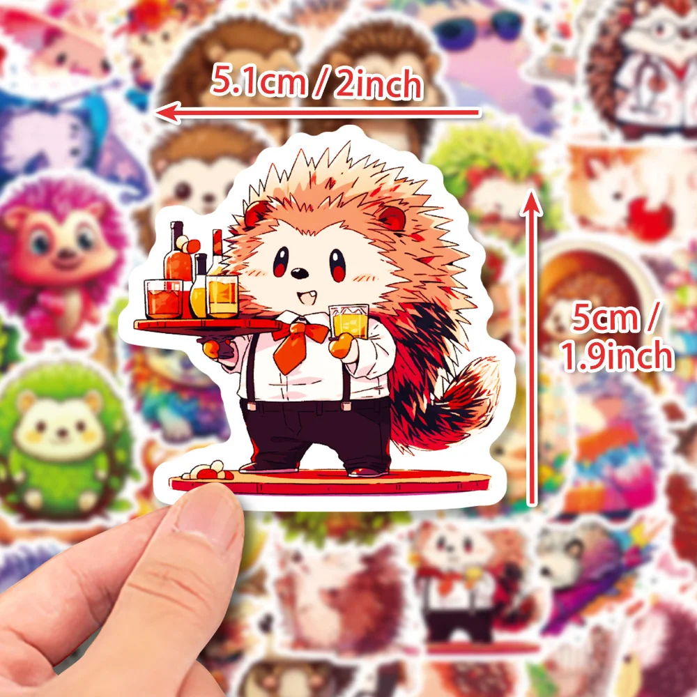 10/50Pcs Cartoon Animal Hedgehog Graffiti Waterproof Sticker Personalized Decoration Creative Refrigerator CupHelmetWholesale