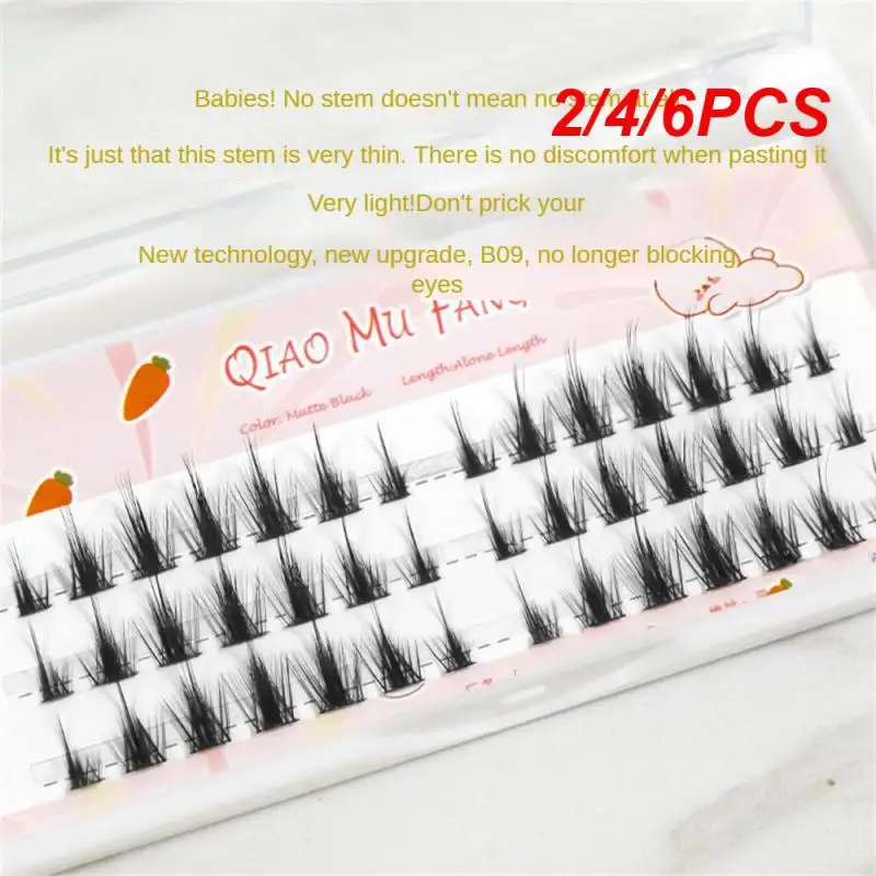 

2/4/6PCS Eyelashes For Beauty Natural Academy Wind Ultrafine Black Stem Single Cluster Novice Eye Cosmetics