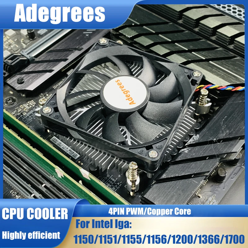 80MM MINI CPU Cooler All-in-one Machine Tower Slim Fan for Intel LGA 1155 1156 1150 1151 1366 1700 1200 Quiet Cooling Fan