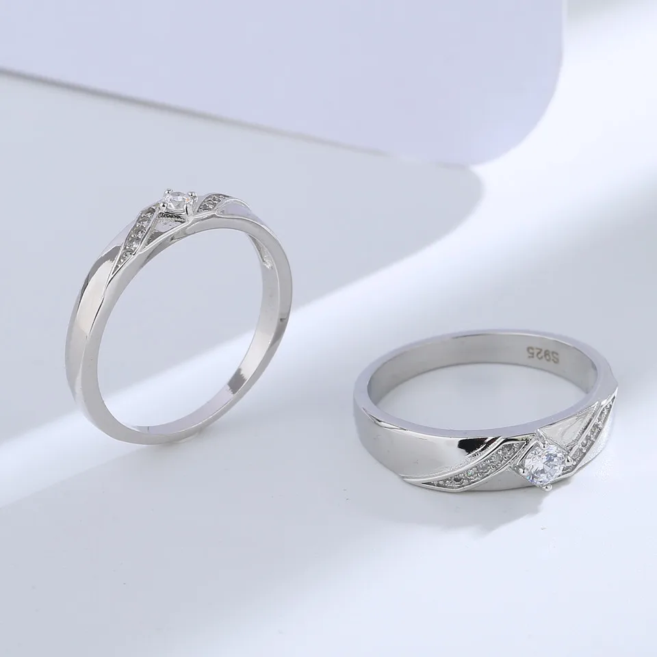 925 Sterling Silver Wedding Ring Set for Couples