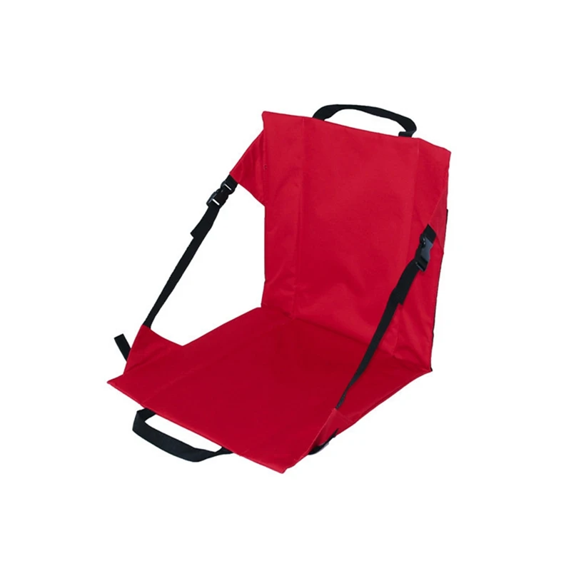 

Portable Folding Seat Cushion With Backrest Outdoor Stadium Grass Beach Chair Camp Rest Cushion Red