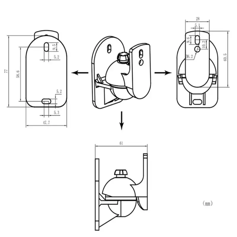 Wall Mount Satélite Speaker com Braço Longo, Surround Sound Bracket, Estante Caixa, Fácil de Instalar, 180 Graus de Rotação