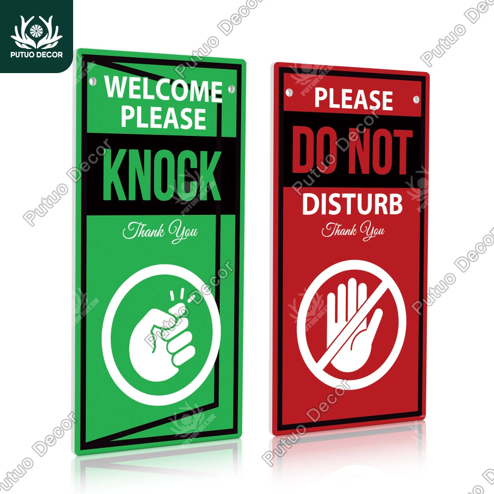 Putuo Decor 1pc PVC Double-sided signage, Do not disturb Thank you Welcome knock Thank you, home office clinic plaque ，gift