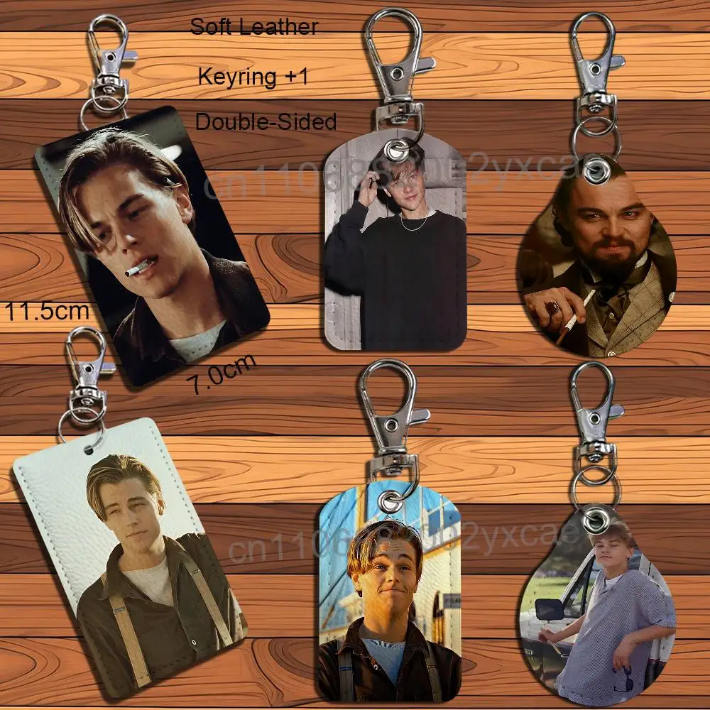 

Make it count Leonardo DiCaprio Leather Keychain Badge Holder with Lanyard ID/Access Card Holder Key Ring Accessory Gift Option