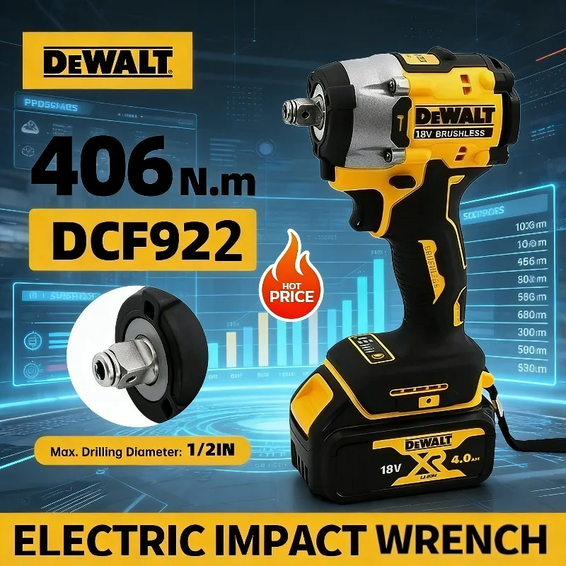 

Аккумуляторный ударный гайковерт DEWALT DCF922 ATOMIC 20V MAX 1/2 дюйма Электрический гайковерт с регулируемой скоростью и фиксатором, без аккумулятора и зарядного устройства