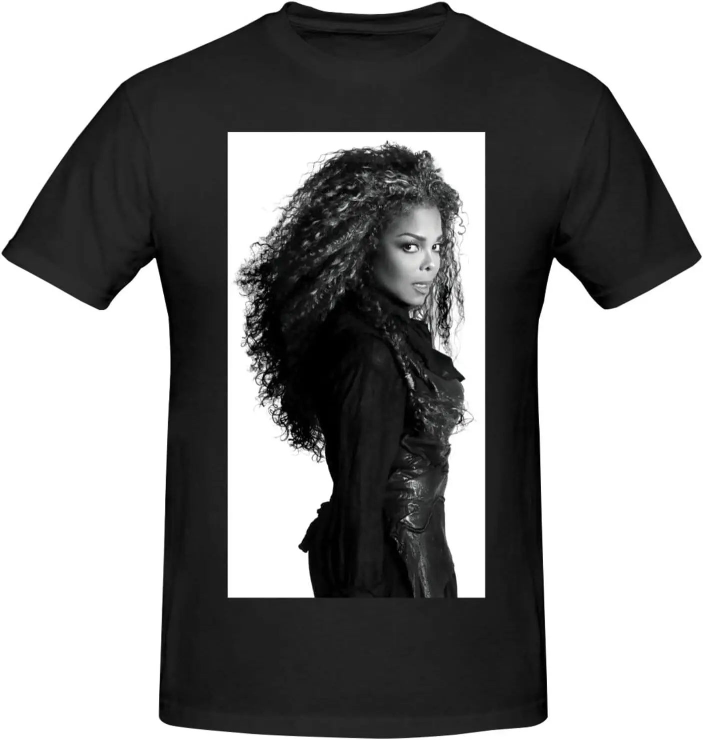 Janet Music Jackson T-Shirt Men's Cotton Performance Basic Short Sleeve T-Shirt Black