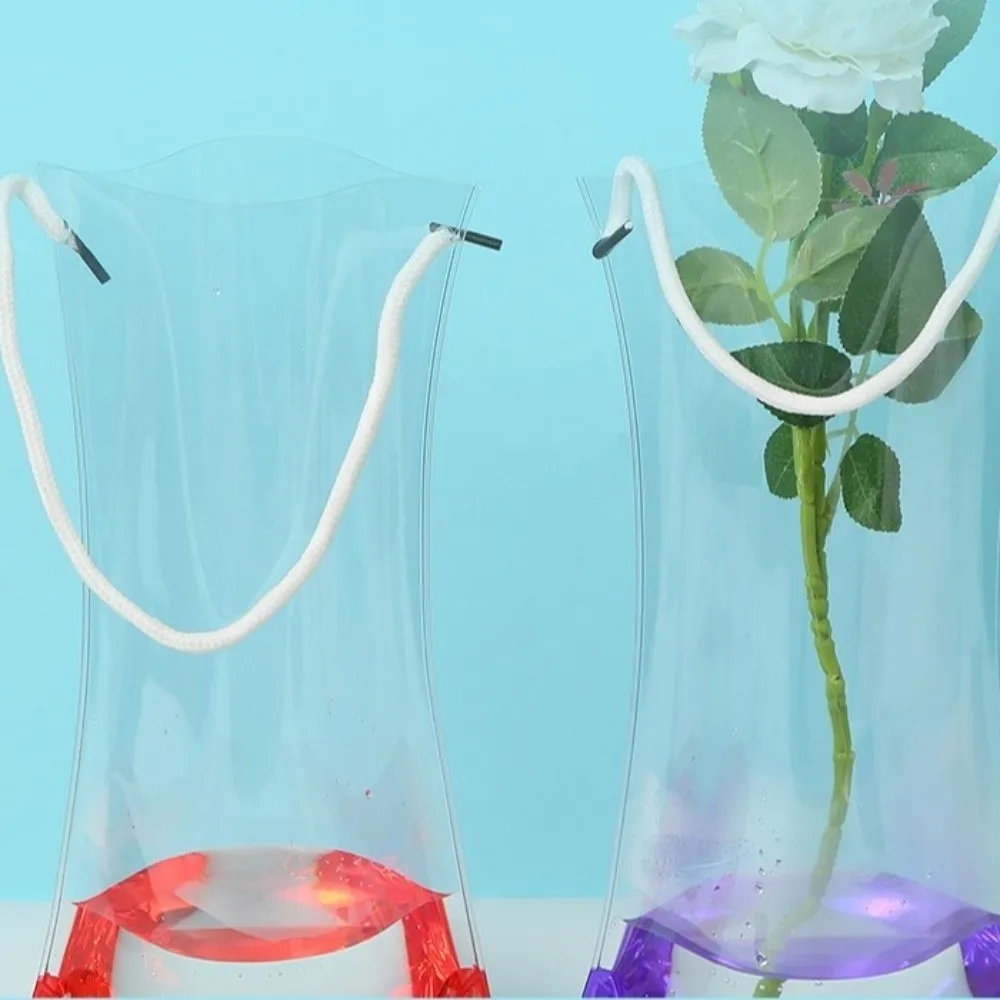5Pcs Folding Clear PVC Flower Vase Collapsible Shatterproof Hydroponic Floral Vase Waterproof Leak-proof Plant Containers