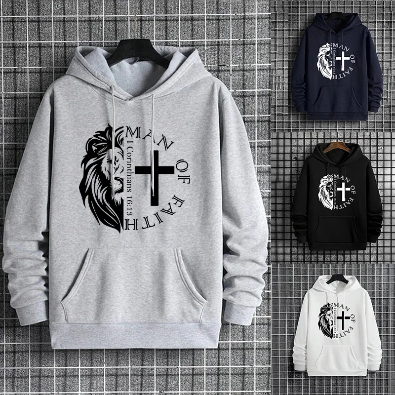 Man of Faith Hoodies Streetwear Fashion Hip Hop Hooded Sweatshirt Male Trendy Casual Hoody 2026 Urban Chic Fall Winter Pullover