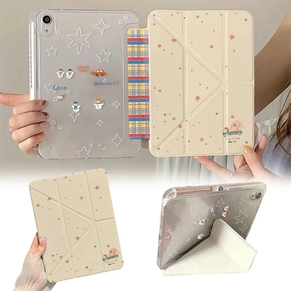 حافظة كمبيوتر لوحي من مادة TPU مقاومة للسقوط على شكل نجوم كرتونية غطاء لوحي شفاف لجهاز iPad 5 6 7 8 9 10 11th/Air1-7/ Pro 18 19 20 22/ Mini 6 7 #2