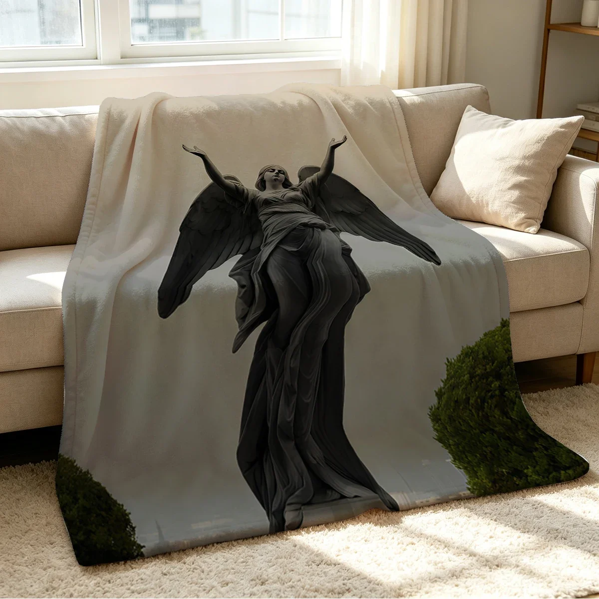 Elegant Angelic Goddess Figure Throw Blanket for Sofa Couch Decor Home Living Room Aesthetic Gift