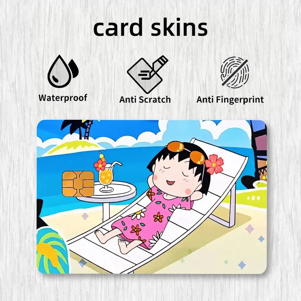 Cute C-Chibi Maruko-chan Card Stickers Credit Card DIY Card Protector Stickers Waterproof Film Skin Cover
