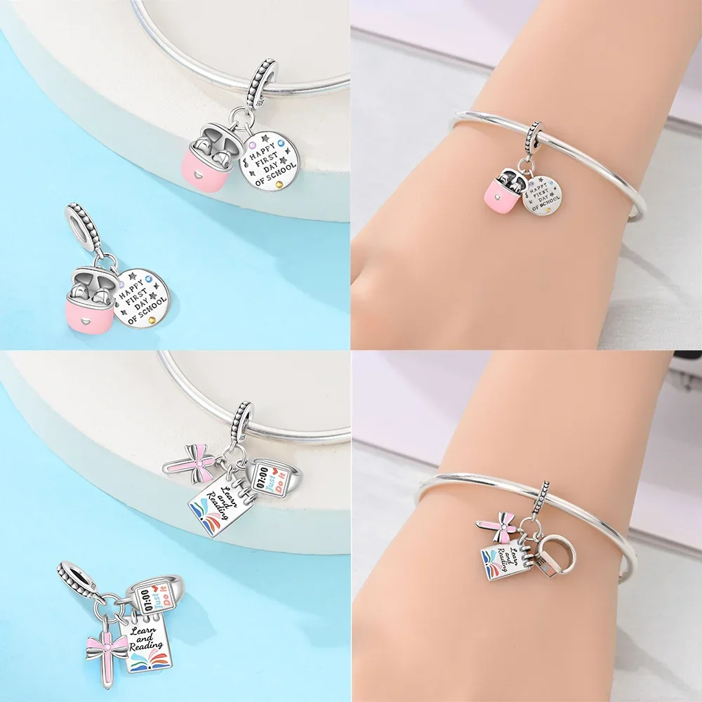 Silver-Plated  Green Gemstone Heart Charm Beads Fit Original Bracelets Bag Keychain Charms Beads Pendant Diy Women Jewelry Gift - view 5