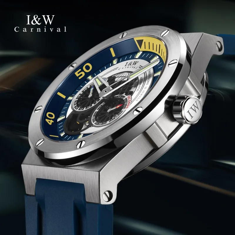 2022 New Switzerland I&W Mechanical Watch for Men Luxury Brand Automatic Wrist Watch Japan Movement 50M Waterproof Reloj Hombre