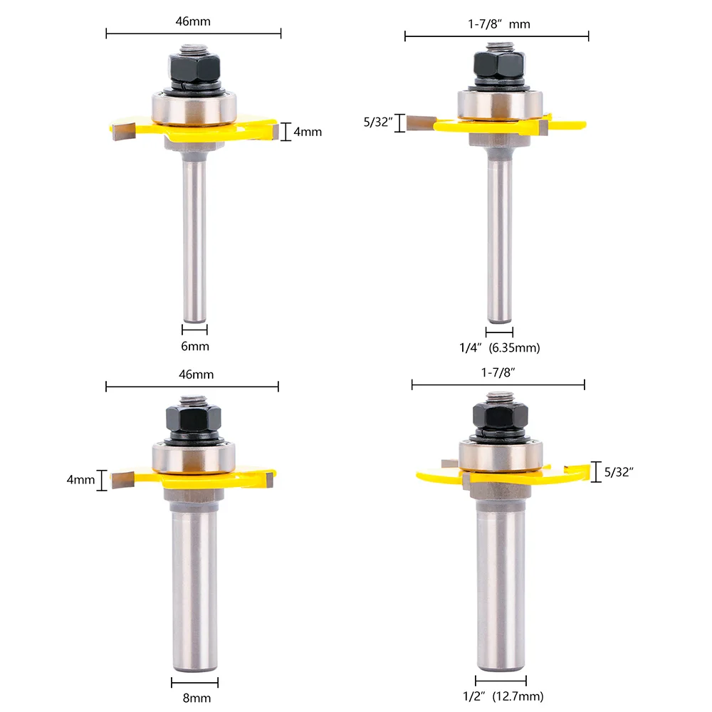 XCAN Milling Cutter T Slot Groove Joint Assembly Router Bit 6mm/12mm 1/4″ 1/2″Shank  Wood Milling Tool