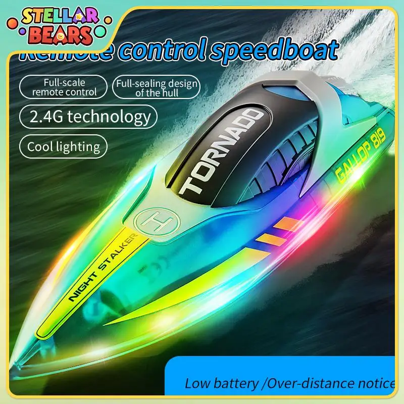 2.4G Remote Control Racing Boat Boys Toy Dual Motor High Speed RC Speedboat LED Lights Electric Ship Yacht Boat Children's Toys