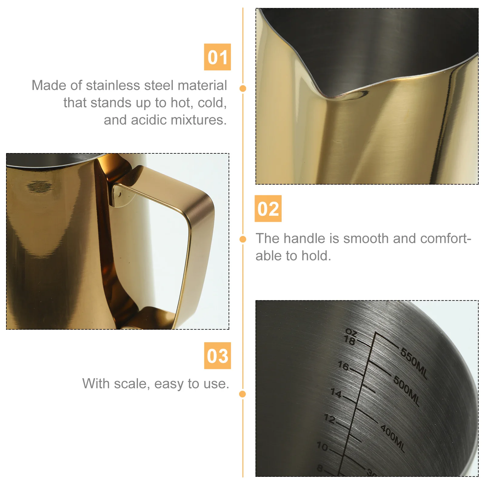 

Latte Coffee Cup Steaming Milk Jug Frothing Stainless Steel Pitcher Pointed Mouth Frother Cups