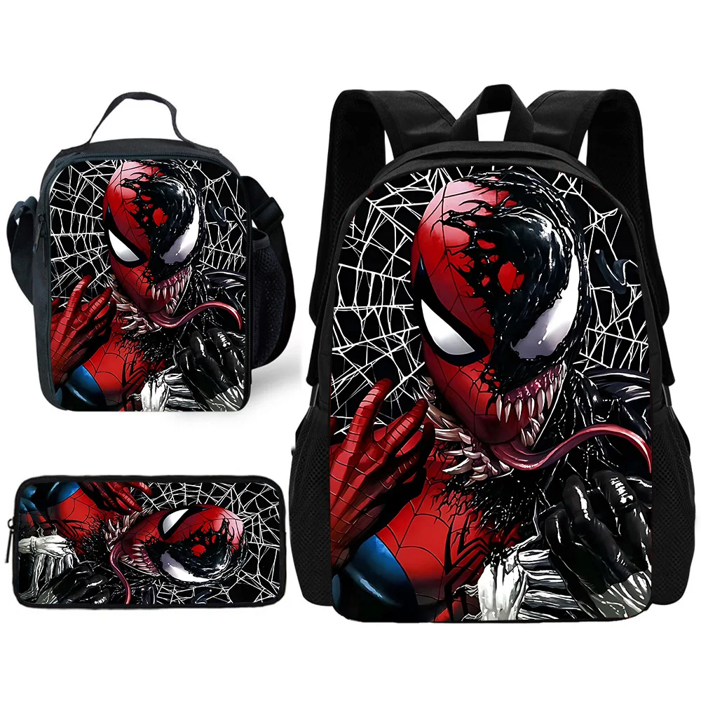 Filme Venoms Mochila Escolar para Criança, Lunch Bags, Lápis Bags, Mochilas Escolares para Meninos e Meninas, melhor Presente, 3 Pcs por Conjunto