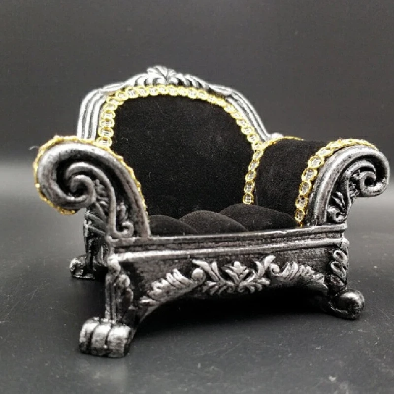 Hot Sofa Black Flocked Vintage Miniature 1 12 Scale For 6 Inch Action Figure Figma Shf Ob11 Dollhouse Model Scene Accessory