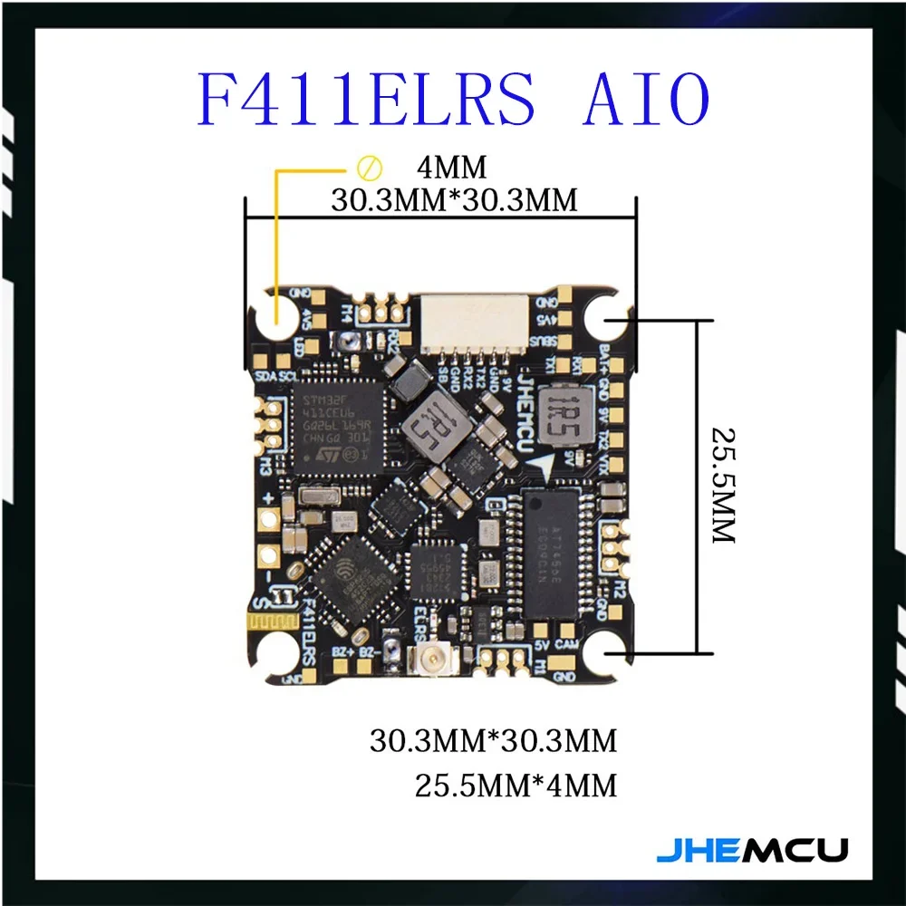 JHEMCU G474 ELRS AIO FC W/ ICM42688-P, OSD & BLHELI_S – 1-2S 12A 4-in-1 ESC, ELRS 2.4G, M3 25.5x25.5mm for FPV Drones