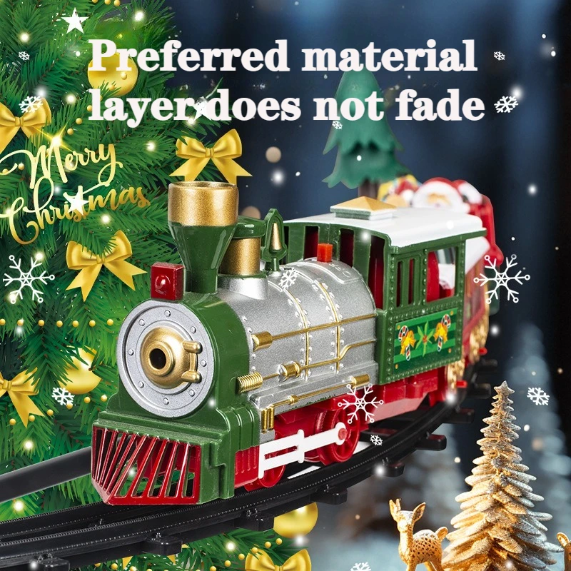 รถไฟของเล่นไฟฟ้าคริสต์มาส ของขวัญแขวน ซานตาคลอส ไฟ ดนตรี รถไฟของเล่นคริสต์มาส