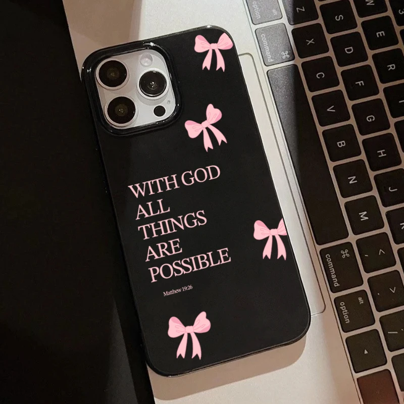 Fundas de teléfono con diseño de lazo y letras rosas para iPhone 17 Air, funda suave a prueba de golpes para iPhone 11 12 13 14 15 16 Pro Max Plus 16E